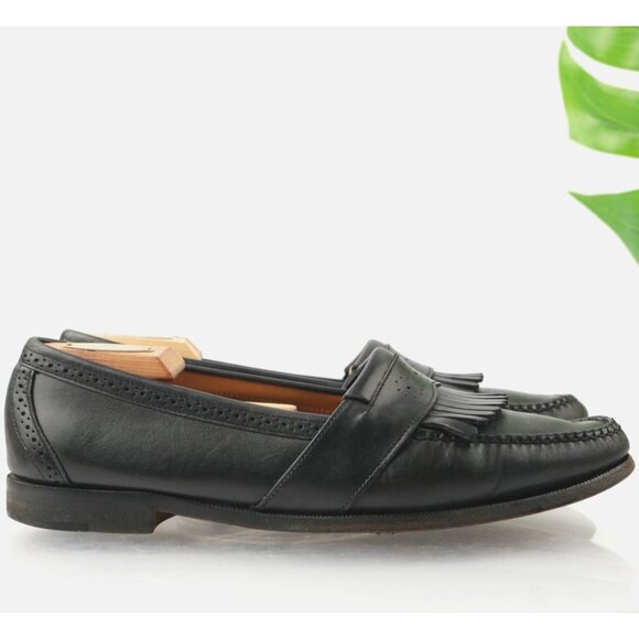 VTG Cole Haan Mens Loafer Size 9.5 D Black Leather Kiltie Shoe American Handsewn main image 12